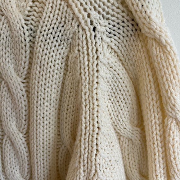 Vintage Sears Cream Long Button Front Cardigan with Pockets High Collar/Large - Picture 3 of 11